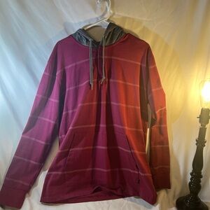 Empyre Maroon and Gray Striped Hoodie Sweater
